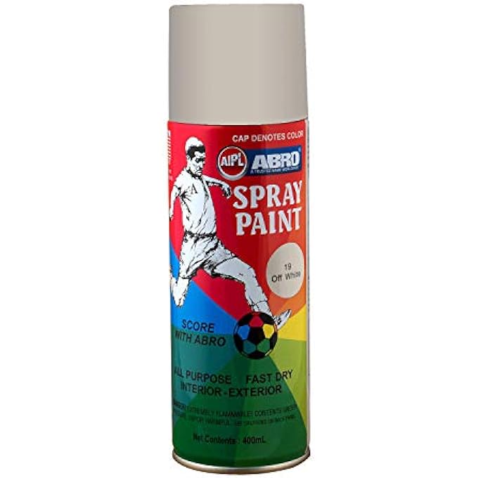 Abro SP-19 MULTIPURPOSE COLOUR SPRAY PAINT CAN FOR CARS AND BIKES (400ML, OFF WHITE, 1 PC) - Image 1